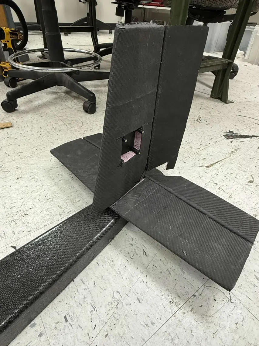 Tail installed with stabilizers locked in place