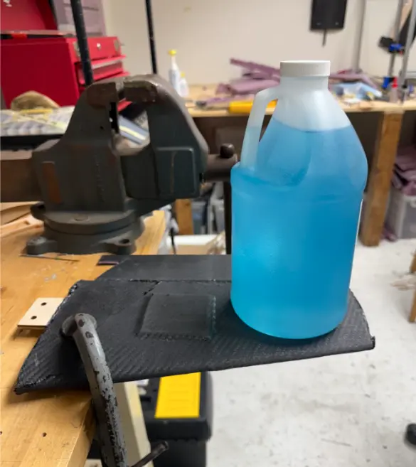 Vertical stabilizer loading test on a carbon fiber panel